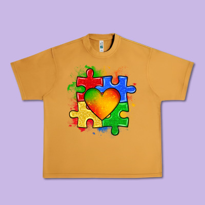 Autism Puzzle Pieces Heart Urban Heavy Tee Designed By Zillion Design Studio