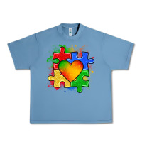 Pebble Blue autism puzzle pieces heart Urban Heavy Tee - Zillion Design Studio