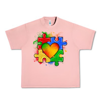 Salmon autism puzzle pieces heart Urban Heavy Tee - Zillion Design Studio