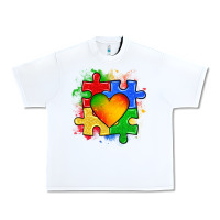White autism puzzle pieces heart Urban Heavy Tee - Zillion Design Studio