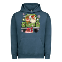Pigment Midnight Navy christmas santa and reindeer truck Urban Hoodie - MaliasSmallBusiness