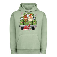 Pigment Oil Green christmas santa and reindeer truck Urban Hoodie - MaliasSmallBusiness
