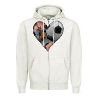 Oatmeal Heather western soccer heart Zipper Hoodie - HRA Design Shop