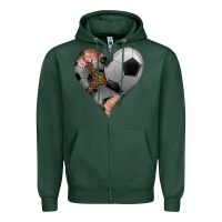 Sports Green western soccer heart Zipper Hoodie - HRA Design Shop