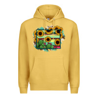 Antique Gold Wyoming Map Sunflower Cactus Serape Premium Hoodie - RanaPortraitStore