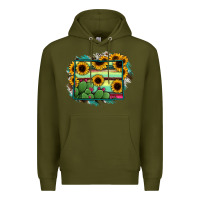 Army Green Wyoming Map Sunflower Cactus Serape Premium Hoodie - RanaPortraitStore