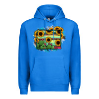 True Royal Wyoming Map Sunflower Cactus Serape Premium Hoodie - RanaPortraitStore