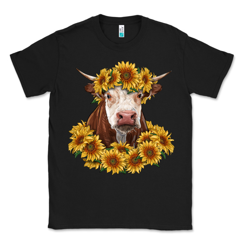 Hereford Cow With Sunflowers Classic Tee by RanaPortraitStore | Teevron