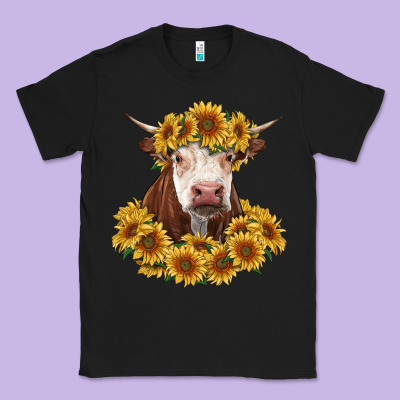 Hereford Cow With Sunflowers Classic Tee Designed By Ranaportraitstore