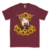 Burgundy hereford cow with sunflowers Classic Tee - RanaPortraitStore