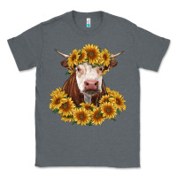 Charcoal Heather hereford cow with sunflowers Classic Tee - RanaPortraitStore