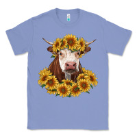Colony Blue hereford cow with sunflowers Classic Tee - RanaPortraitStore