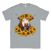 Heather Grey hereford cow with sunflowers Classic Tee - RanaPortraitStore