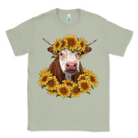 Matcha hereford cow with sunflowers Classic Tee - RanaPortraitStore