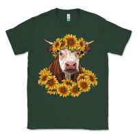 Sports Green hereford cow with sunflowers Classic Tee - RanaPortraitStore
