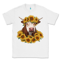 White hereford cow with sunflowers Classic Tee - RanaPortraitStore