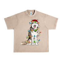 French Oak Husky Christmas Lights Urban Heavy Tee - RanaPortraitStore
