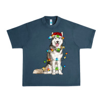 Husky Christmas Lights Urban Heavy Tee | Teevron