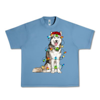 Pebble Blue Husky Christmas Lights Urban Heavy Tee - RanaPortraitStore