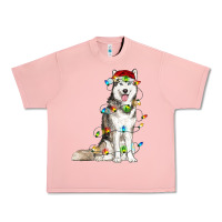 Salmon Husky Christmas Lights Urban Heavy Tee - RanaPortraitStore