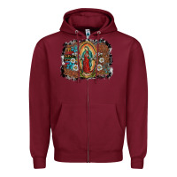 Burgundy virgin mary Zipper Hoodie - SublimationCraftShop