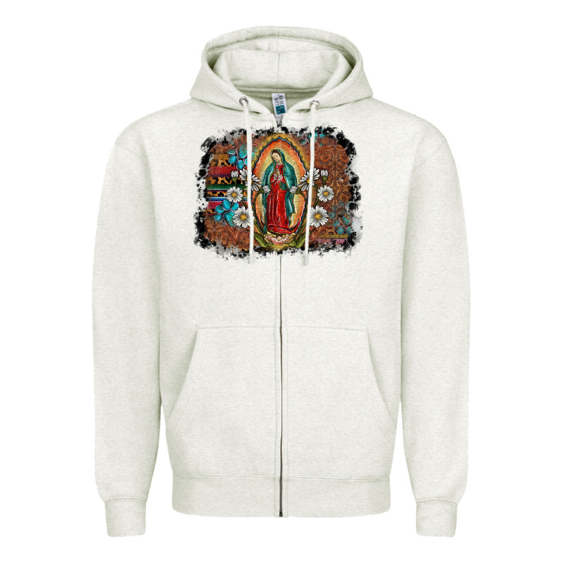 Virgin Mary Zipper Hoodie by SublimationCraftShop | Teevron
