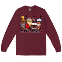 Burgundy tis' the season american football coffee cups Long Sleeve Tee - Zillion Design Studio