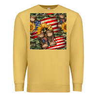Antique Gold usa flag with army boot seamless pattern Premium Sweatshirt - BundleAndBundleShop