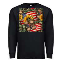 Black usa flag with army boot seamless pattern Premium Sweatshirt - BundleAndBundleShop