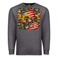 Charcoal Heather usa flag with army boot seamless pattern Premium Sweatshirt - BundleAndBundleShop
