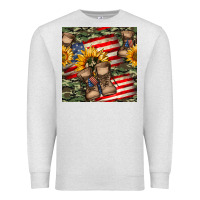 Oatmeal Heather usa flag with army boot seamless pattern Premium Sweatshirt - BundleAndBundleShop