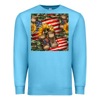Ocean Blue usa flag with army boot seamless pattern Premium Sweatshirt - BundleAndBundleShop