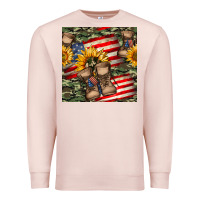 Pale Pink usa flag with army boot seamless pattern Premium Sweatshirt - BundleAndBundleShop