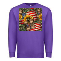 Usa Flag With Army Boot Seamless Pattern Premium Sweatshirt | Teevron