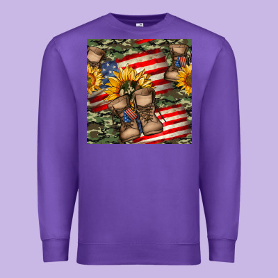 Usa Flag With Army Boot Seamless Pattern Premium Sweatshirt Designed By Bundleandbundleshop