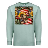 Seafoam usa flag with army boot seamless pattern Premium Sweatshirt - BundleAndBundleShop