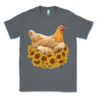 Charcoal Heather chicken with sunflowers Classic Tee - RanaPortraitStore