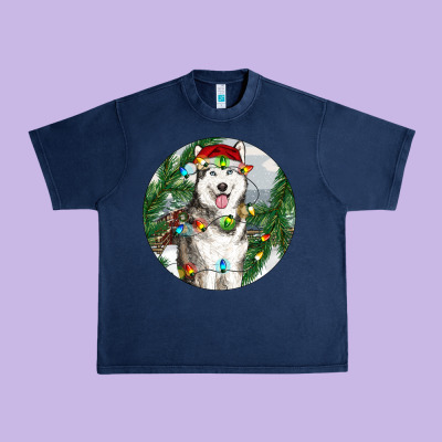 Urban Heavy Tee husky and farm ornament