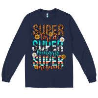 Navy super tired super hungry super pregnant Long Sleeve Tee - texasbilliewilder