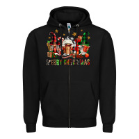 Black merry christmas buffalo gnomies Zipper Hoodie - FaDigitalArtStudio