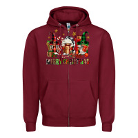 Burgundy merry christmas buffalo gnomies Zipper Hoodie - FaDigitalArtStudio