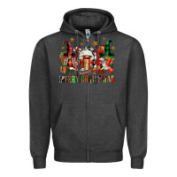 Charcoal Heather merry christmas buffalo gnomies Zipper Hoodie - FaDigitalArtStudio