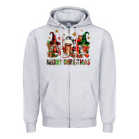 Heather Grey merry christmas buffalo gnomies Zipper Hoodie - FaDigitalArtStudio