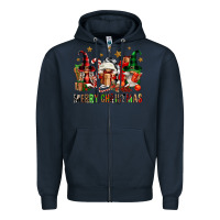 Navy merry christmas buffalo gnomies Zipper Hoodie - FaDigitalArtStudio