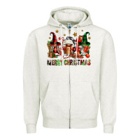 Oatmeal Heather merry christmas buffalo gnomies Zipper Hoodie - FaDigitalArtStudio