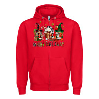 Red merry christmas buffalo gnomies Zipper Hoodie - FaDigitalArtStudio