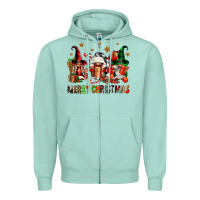 Seafoam merry christmas buffalo gnomies Zipper Hoodie - FaDigitalArtStudio