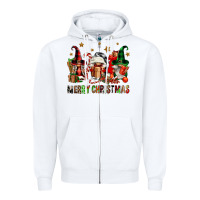 White merry christmas buffalo gnomies Zipper Hoodie - FaDigitalArtStudio