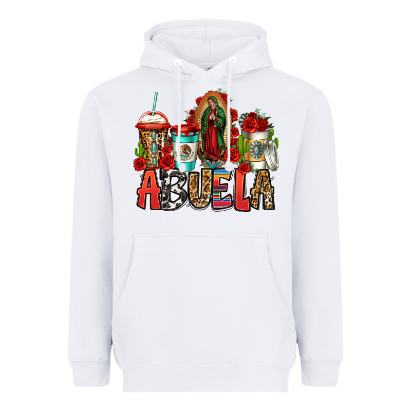Lady Of Guadalupe Abuela Coffee Cups Heavyweight Hoodie by Jasminsmagicworld | Teevron