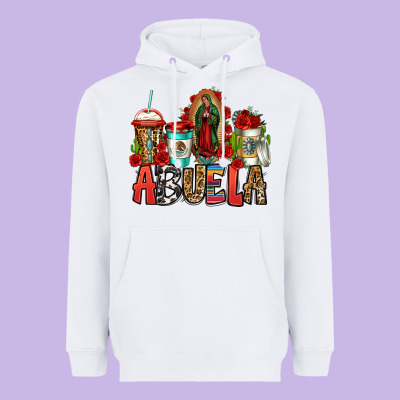 Lady Of Guadalupe Abuela Coffee Cups Heavyweight Hoodie Designed By Jasminsmagicworld